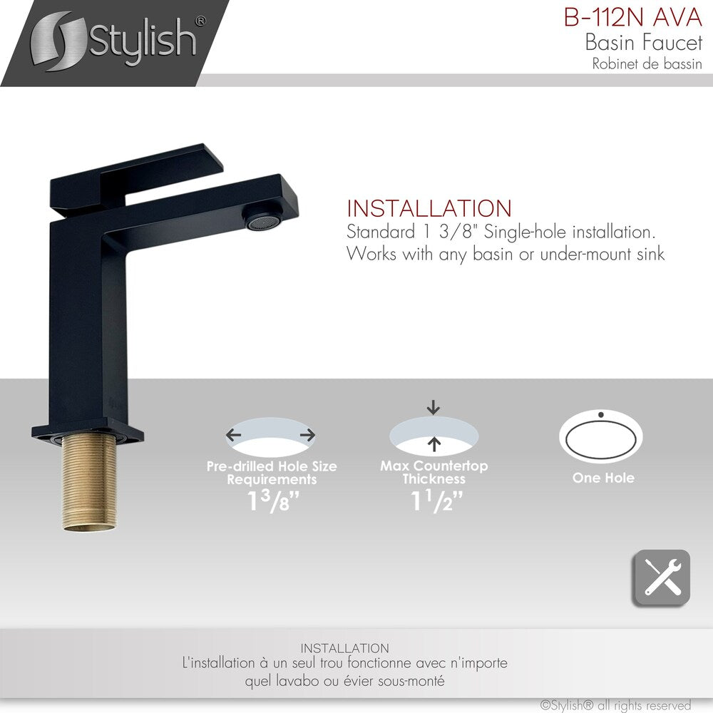 Ava Single Handle Bathroom Faucet Matte Black