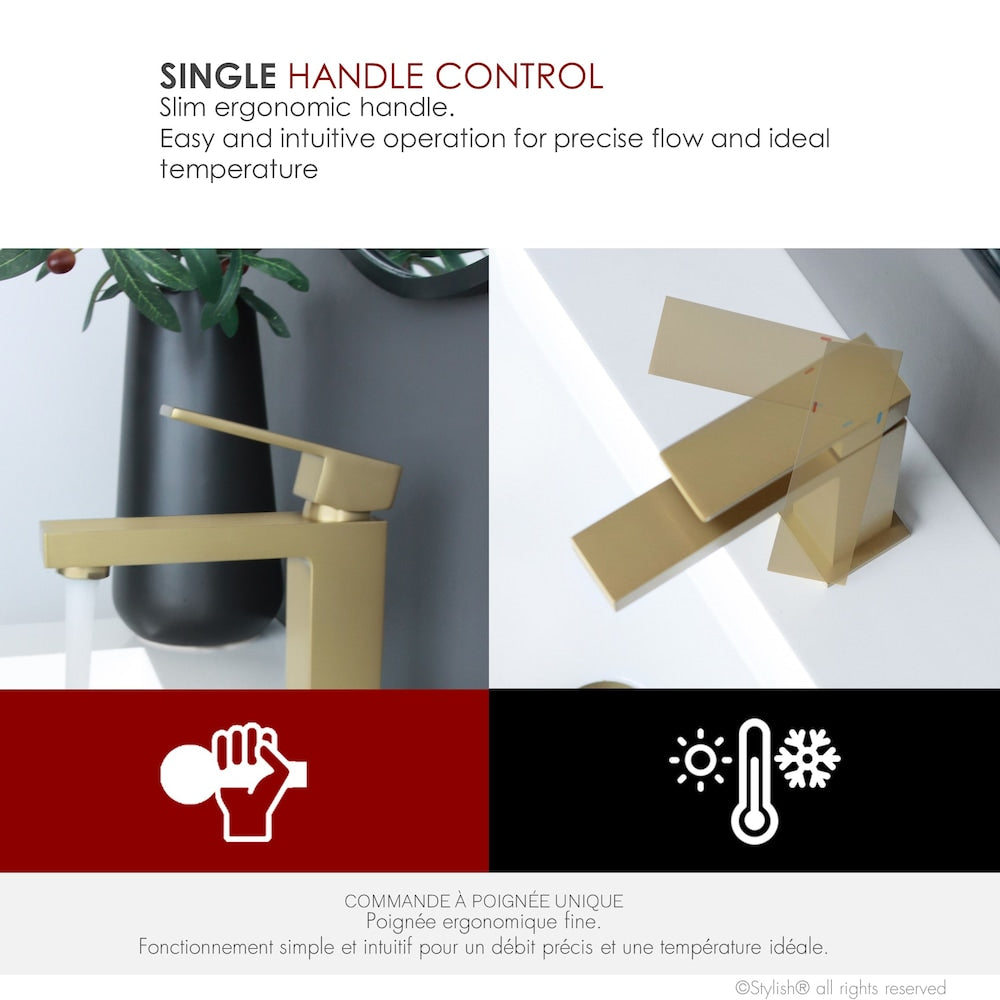Ava Single Handle Bathroom Faucet in Gold