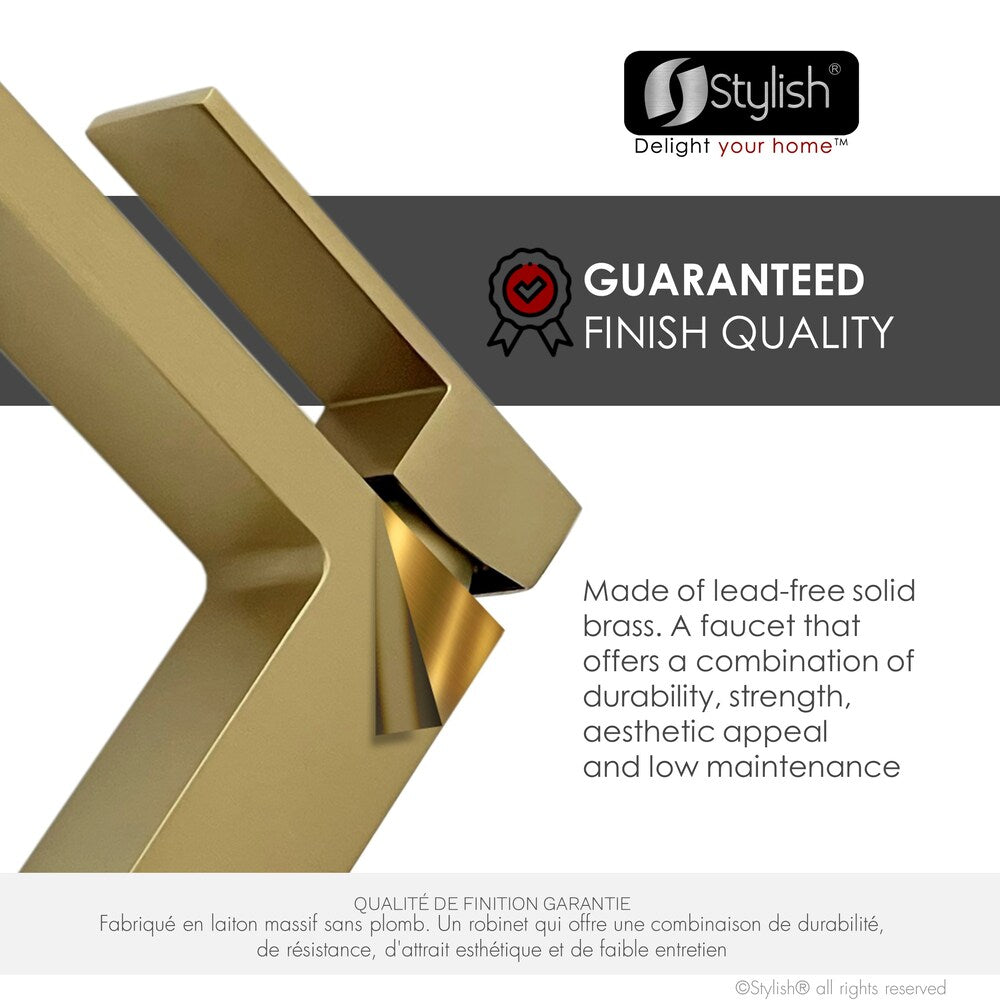 Ava Single Handle Bathroom Faucet in Gold