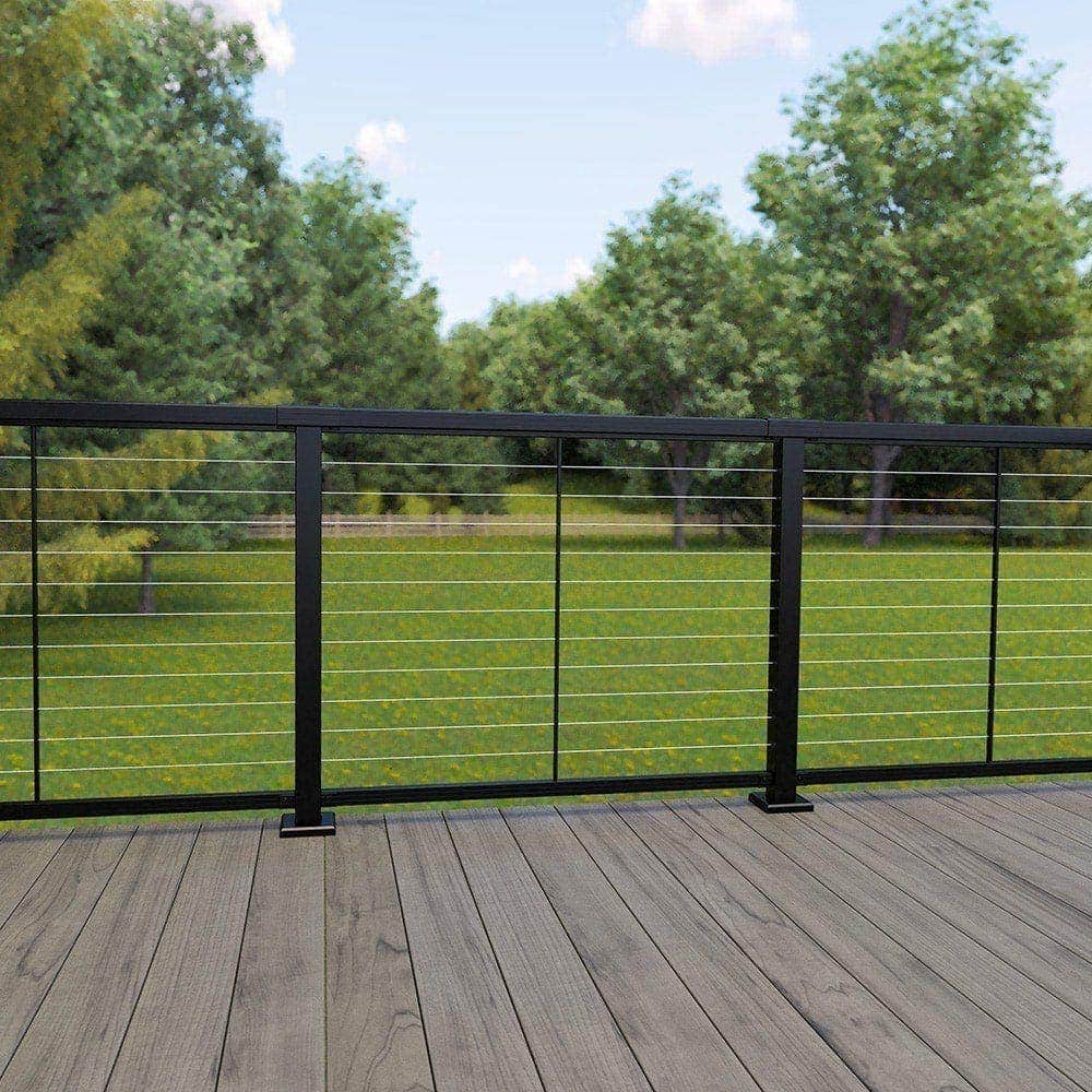 Ensemble de garde-corps d'escalier en câble d'aluminium de 4,7 pieds en noir mat