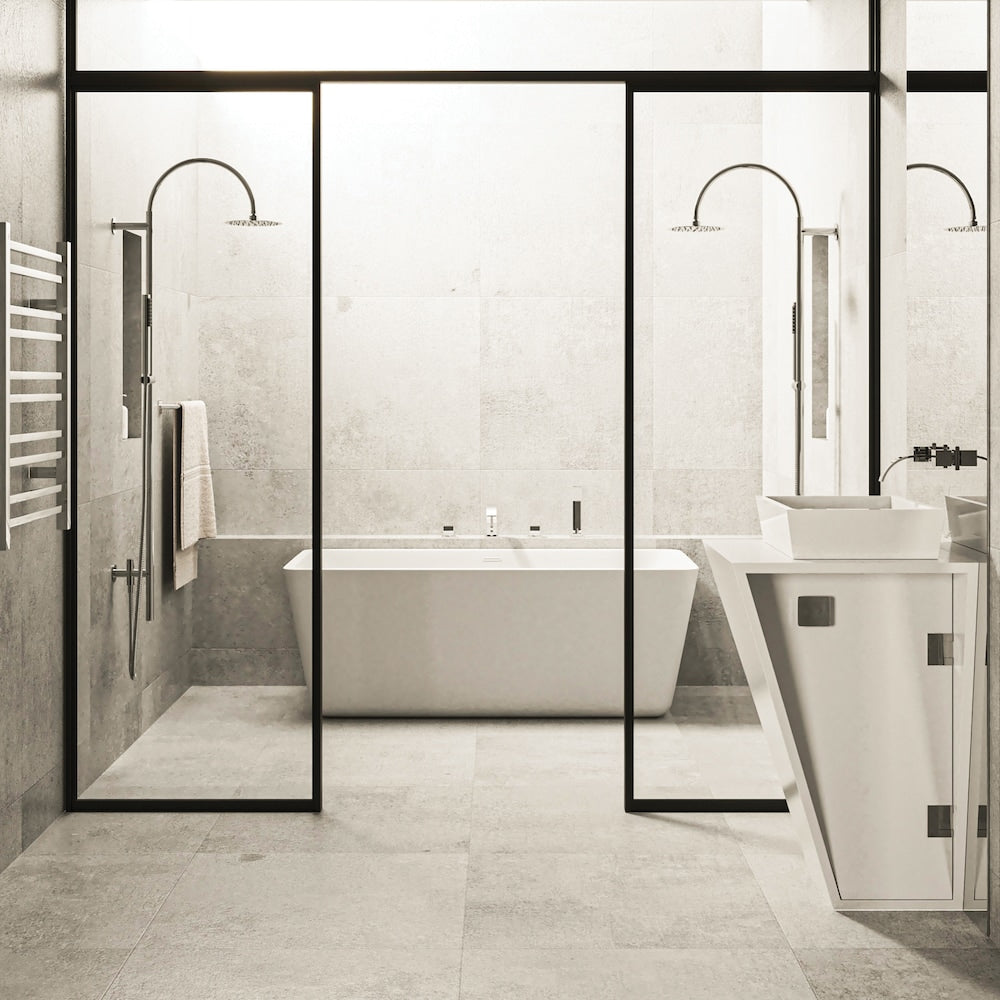 TUSCANY 59 inch x 28 inch Freestanding Rectangular Acrylic Bathtub with Centre Drain in White Finish