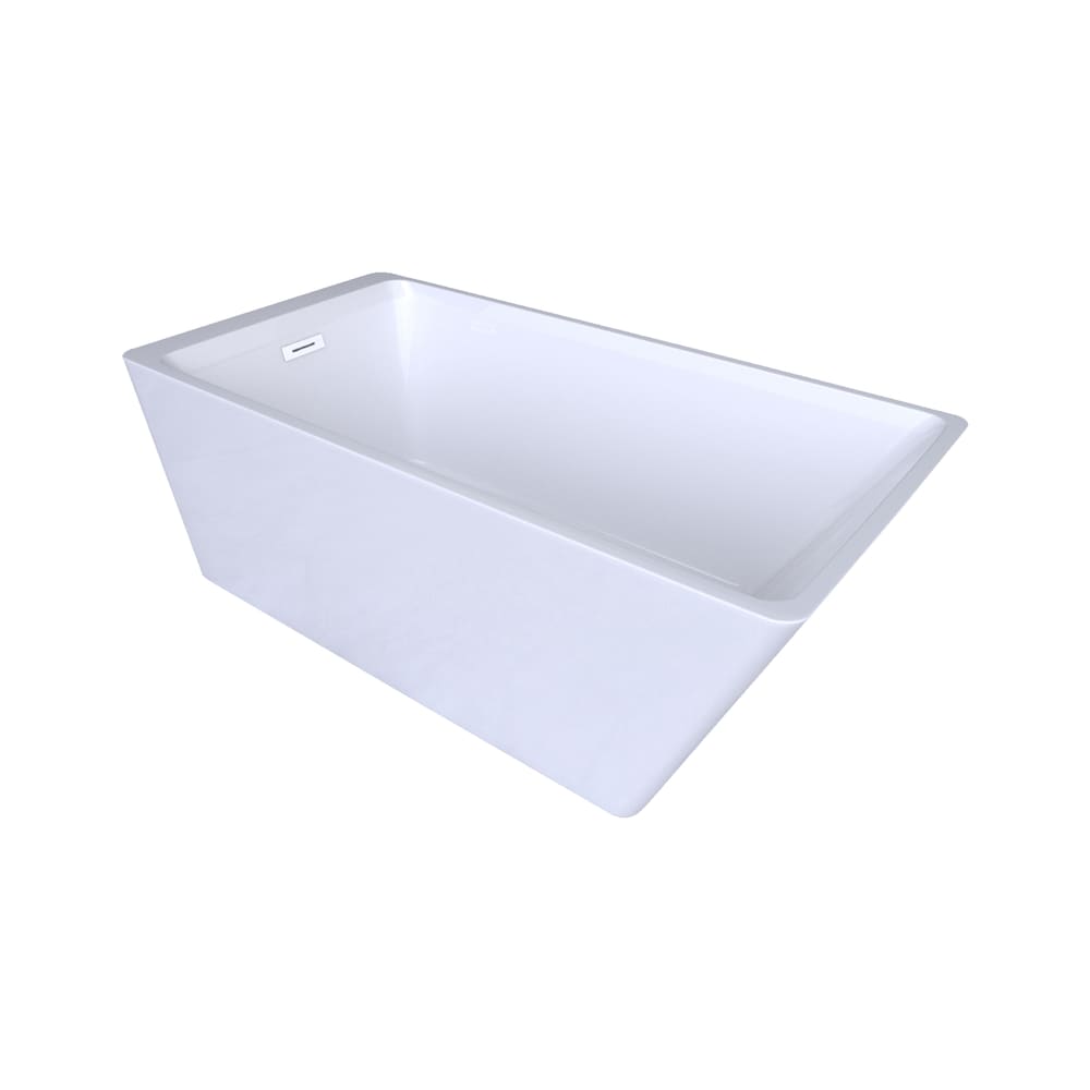 Baignoire autoportante rectangulaire en acrylique FORLI de 59 po x 29 po avec drain décalé en finition blanche