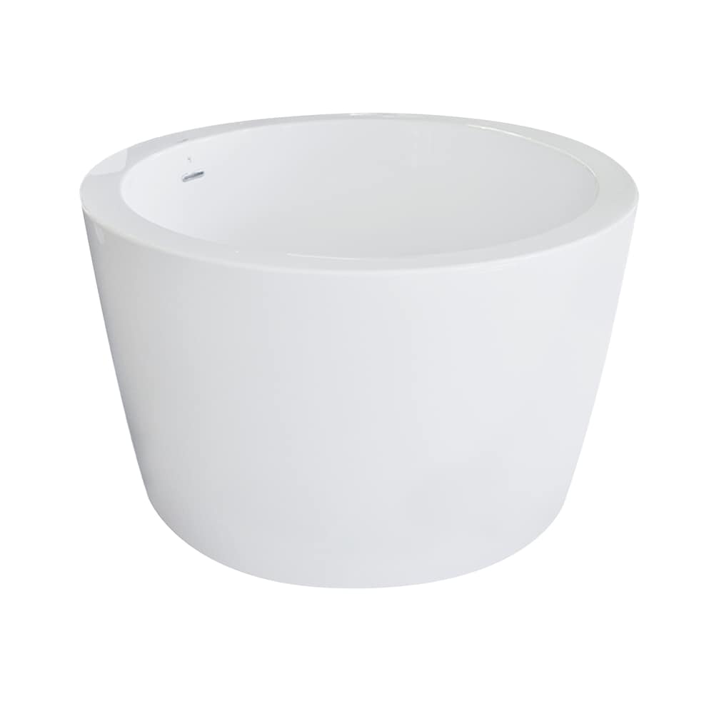 Baignoire autoportante ronde en acrylique NUORO de 41 po x 41 po avec drain central en finition blanche