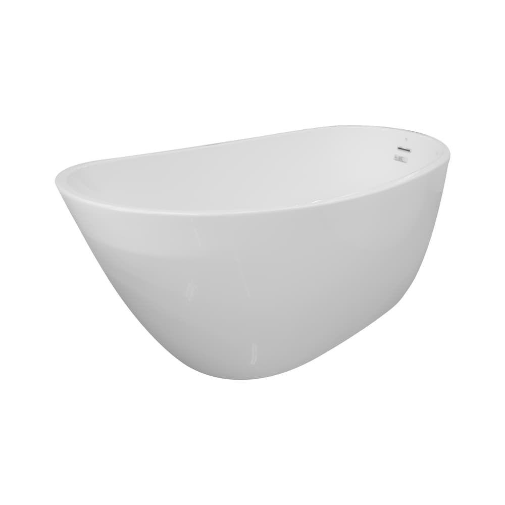 Baignoire autoportante ovale en acrylique SIENA de 59 po x 29 po avec drain décalé en finition blanche