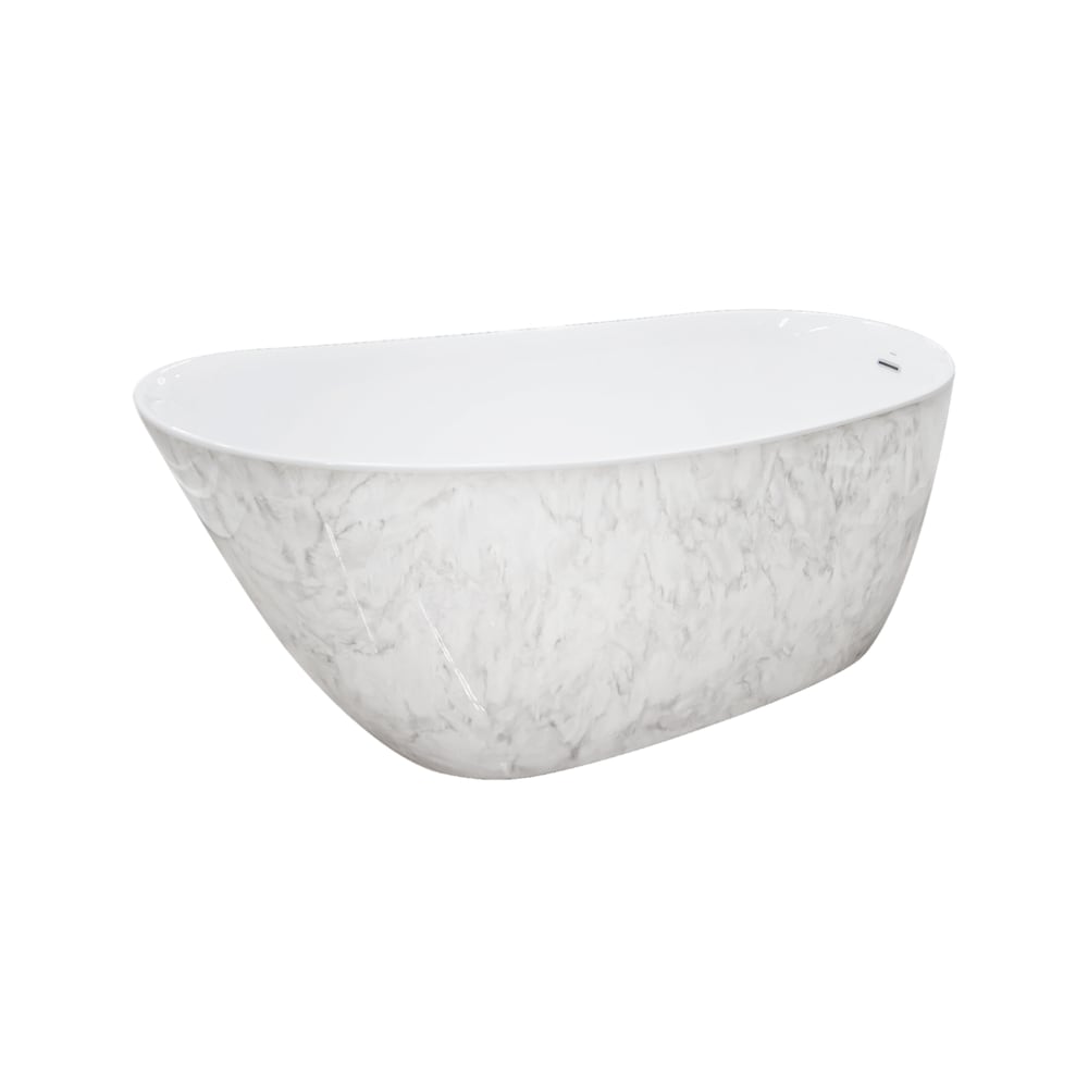 TERNI 59 inch x 29 inch Freestanding Oval Acrylic Bathtub with Off-Set Drain in Marble Finish