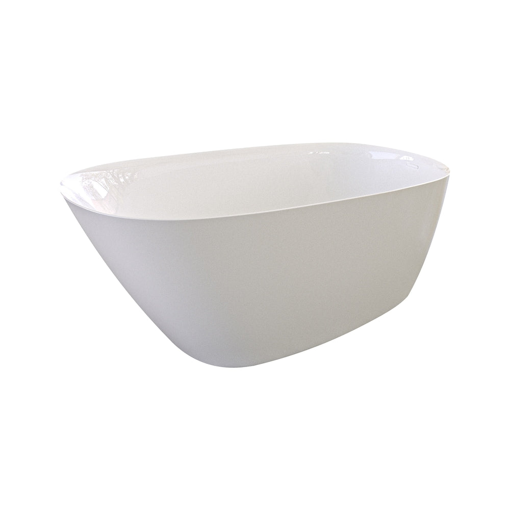 Baignoire autoportante ovale en acrylique TERNIWHT de 68 po x 31 po avec drain décalé en finition blanche