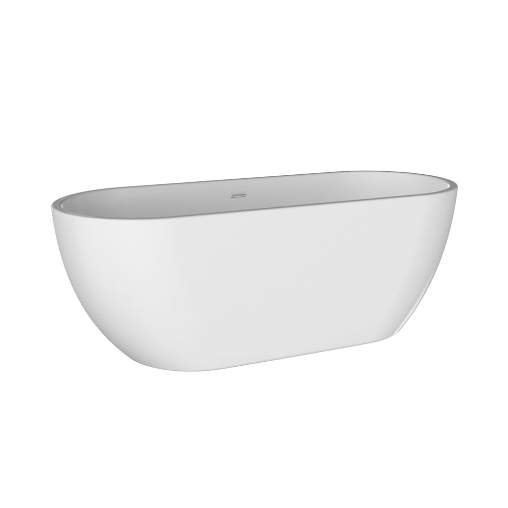 Baignoire autoportante ovale en acrylique COMO de 59 po x 29 po avec drain central en finition blanche