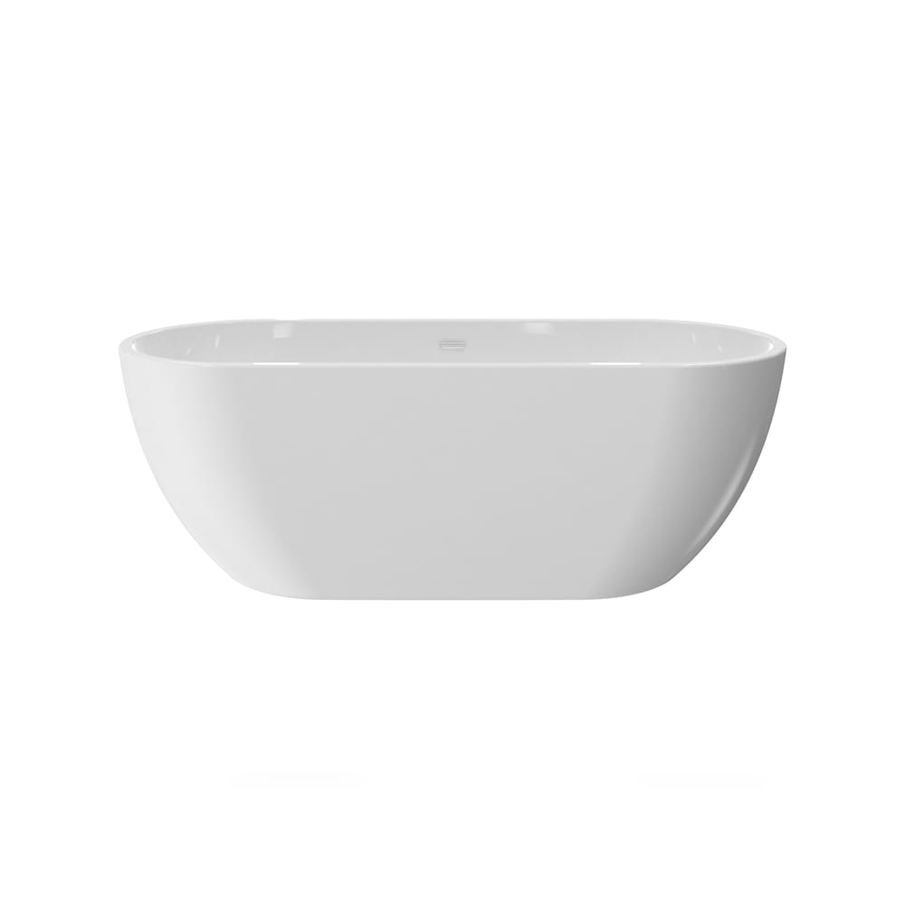 Baignoire autoportante ovale en acrylique COMO de 59 po x 29 po avec drain central en finition blanche