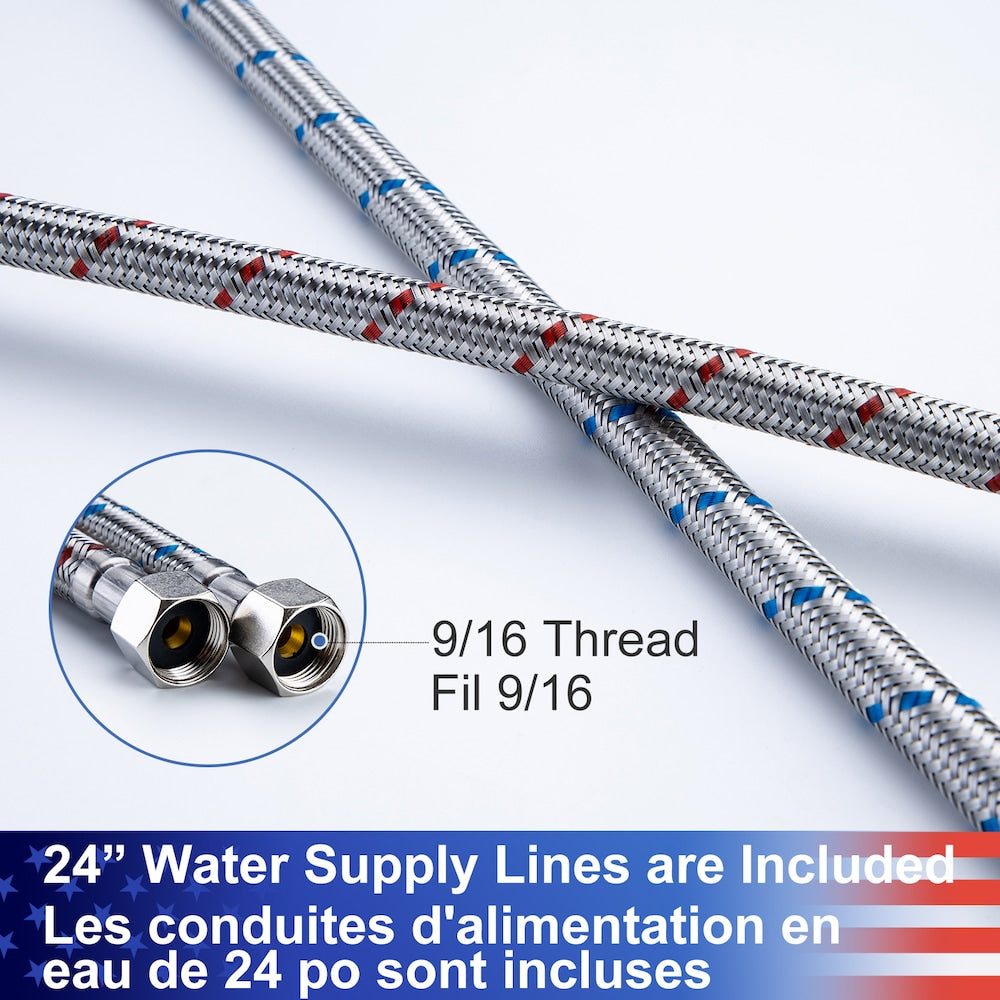 Robinet de salle de bain à 2 poignées de 4 pouces avec ensemble de vidange en noir mat A2 Centerset Faucet