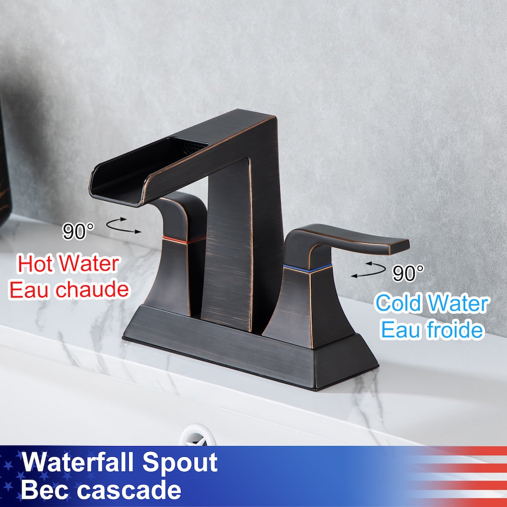 A2 Centerset Faucet 4-inch 2-Handle Bathroom Faucet with Drain Assembly in Oil Rubbed Bronze