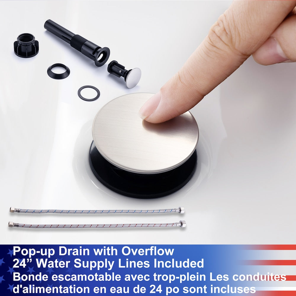 A5 Centerset Faucet 4-inch 2-Handle Bathroom Faucet with Drain Assembly in Brushed Nickel