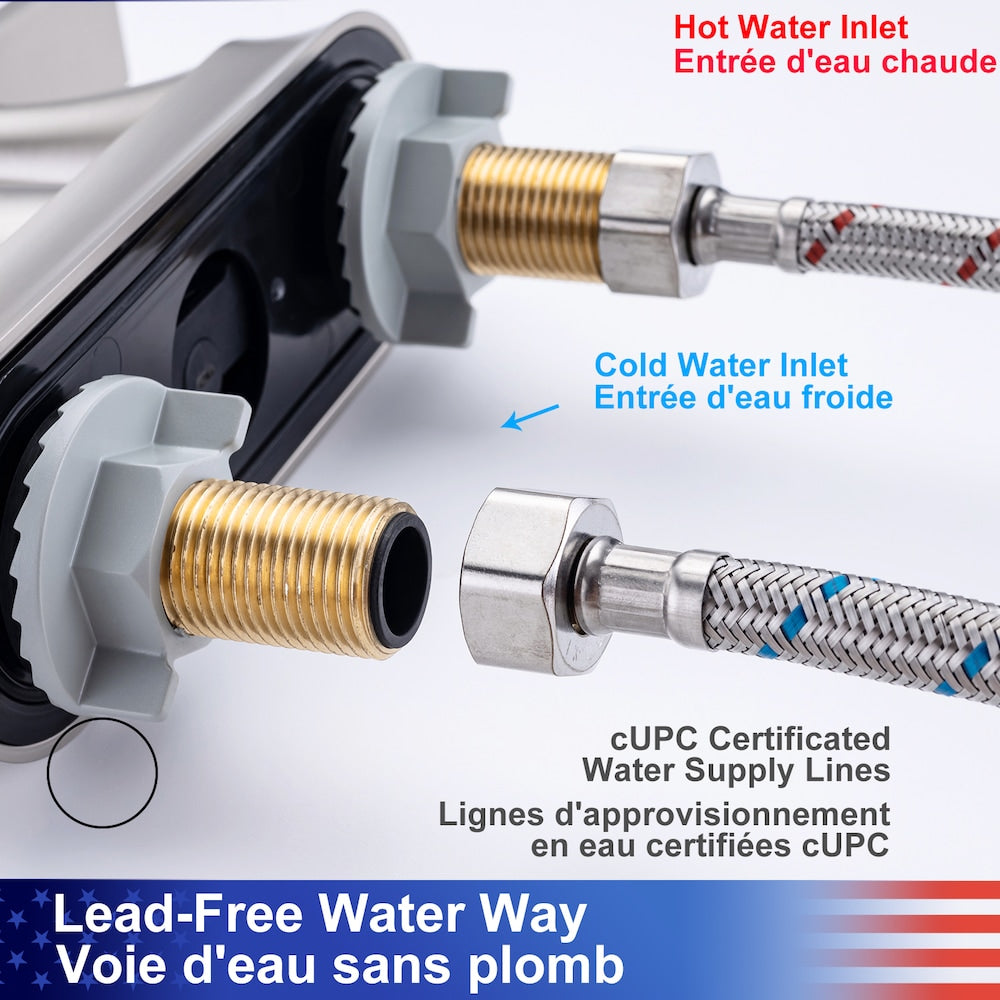 A5 Centerset Faucet 4-inch 2-Handle Bathroom Faucet with Drain Assembly in Chrome