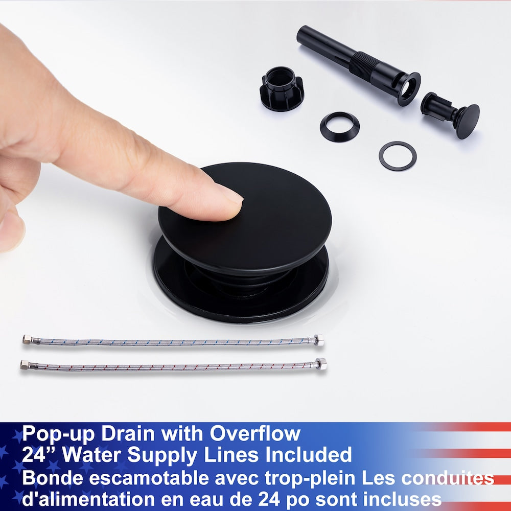 A5 Centerset Faucet 4-inch 2-Handle Bathroom Faucet with Drain Assembly in Matte Black