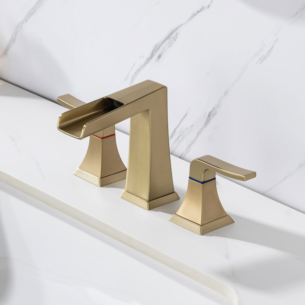 Robinet de salle de bain à 2 poignées de 8 pouces avec ensemble de vidange B2 Widespread Faucet en or brossé