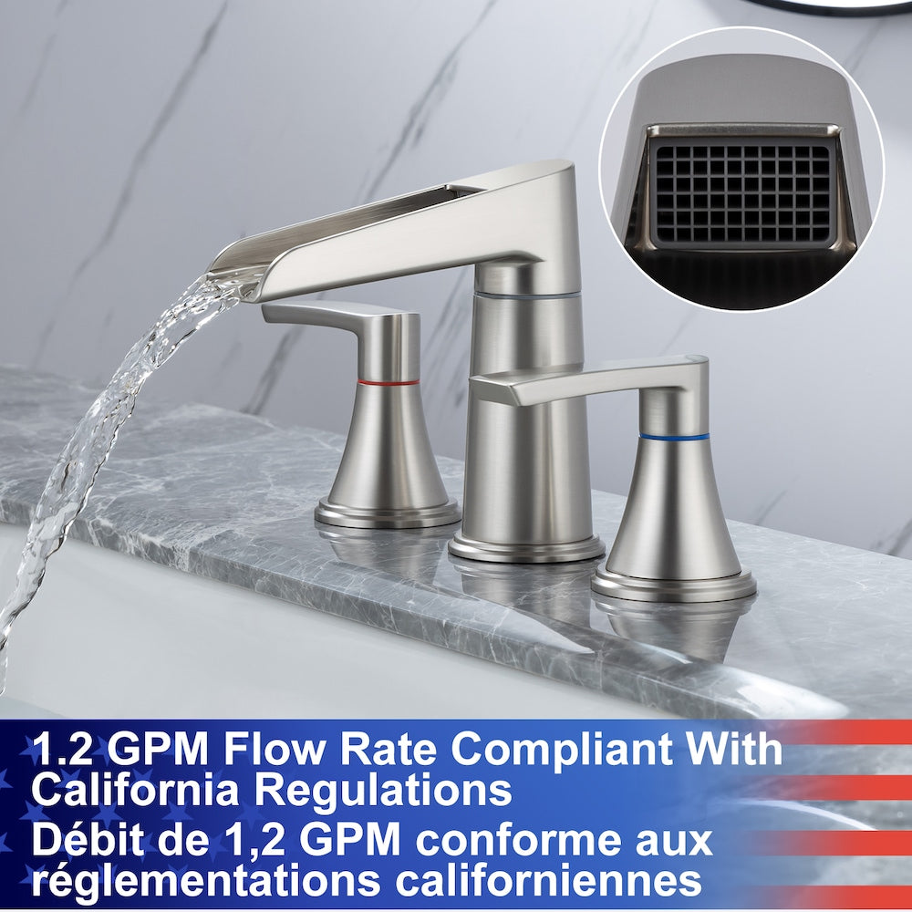 Robinet de salle de bain à 2 poignées de 8 pouces B5 avec ensemble de vidange en nickel brossé
