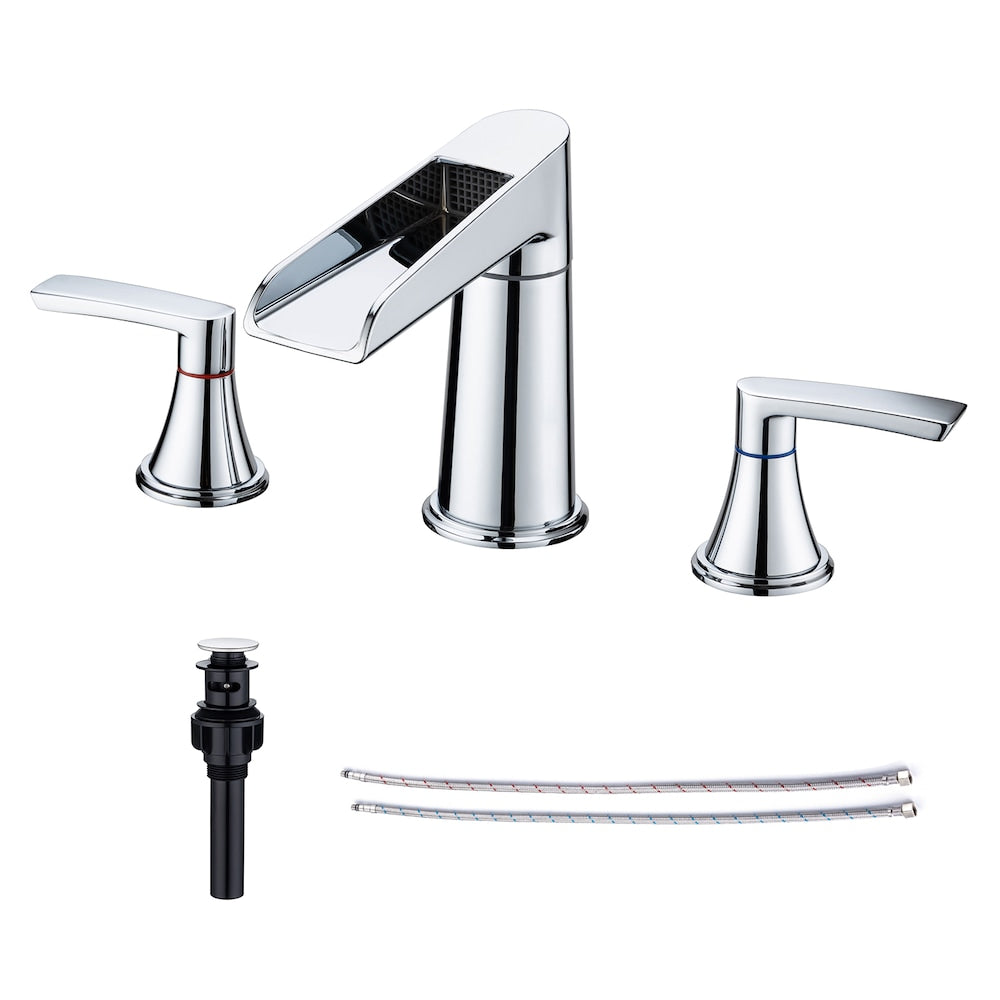 Robinet de salle de bain à 2 poignées de 8 pouces B5 avec ensemble de vidange en chrome