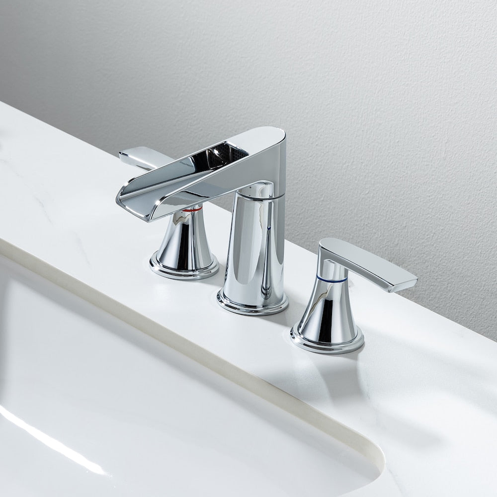 Robinet de salle de bain à 2 poignées de 8 pouces B5 avec ensemble de vidange en chrome