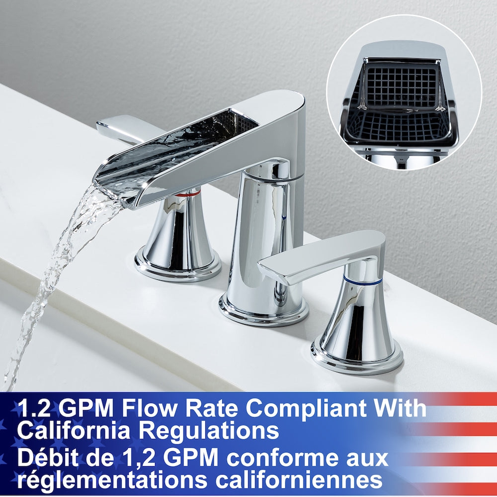 Robinet de salle de bain à 2 poignées de 8 pouces B5 avec ensemble de vidange en chrome