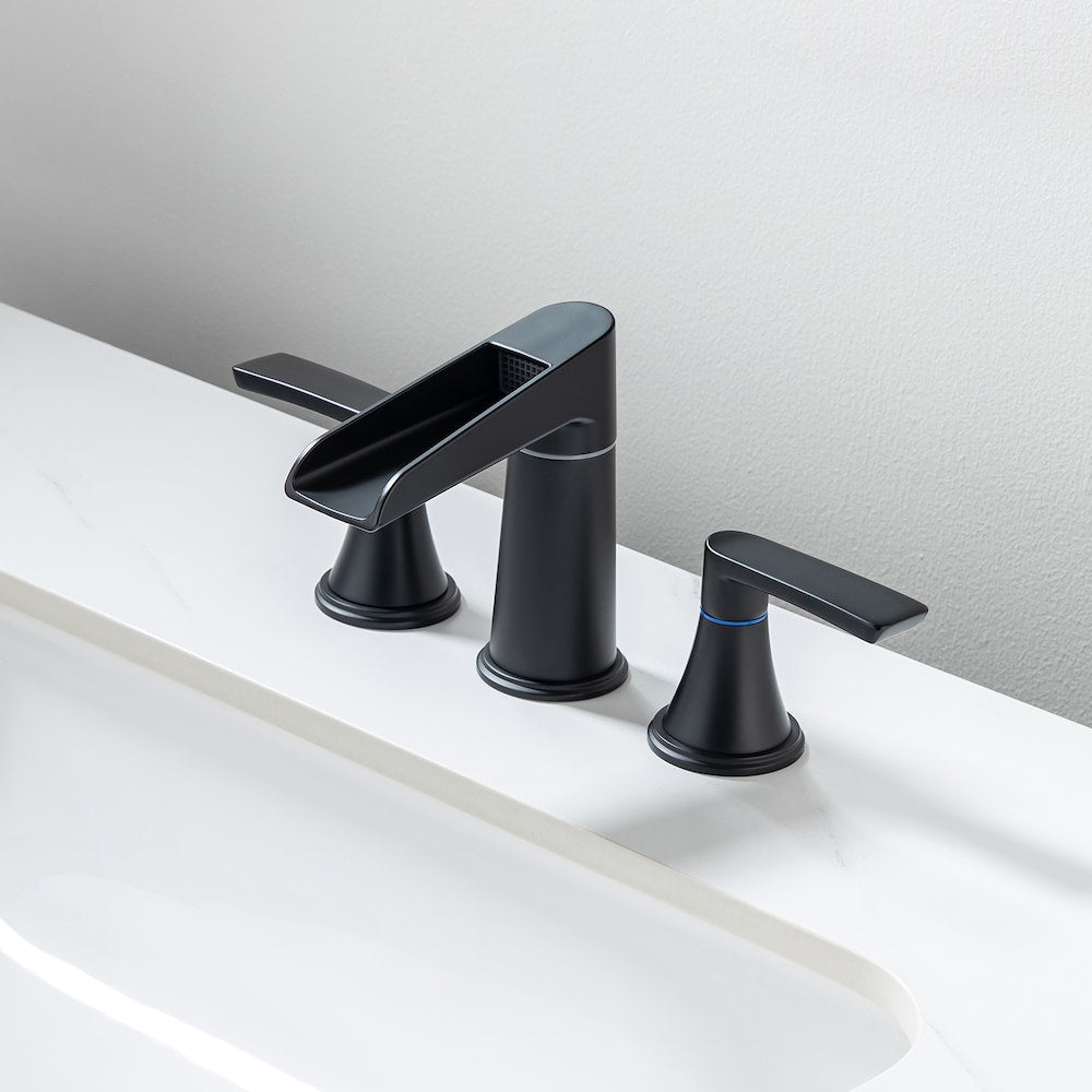 Robinet de salle de bain à 2 poignées de 8 pouces B5 avec ensemble de vidange en noir mat