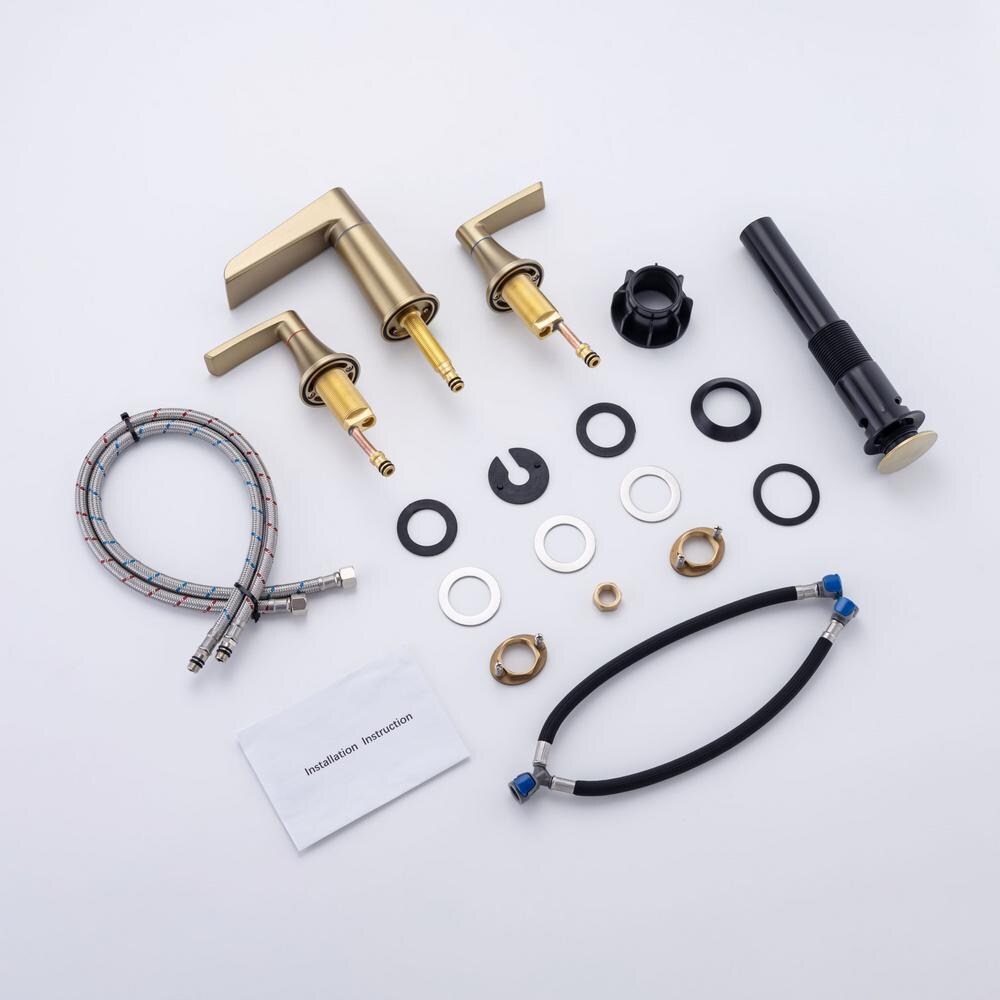 B5 Widespread Faucet 8-inch 2-Handle Bathroom Faucet with Drain Assembly in Brushed Gold