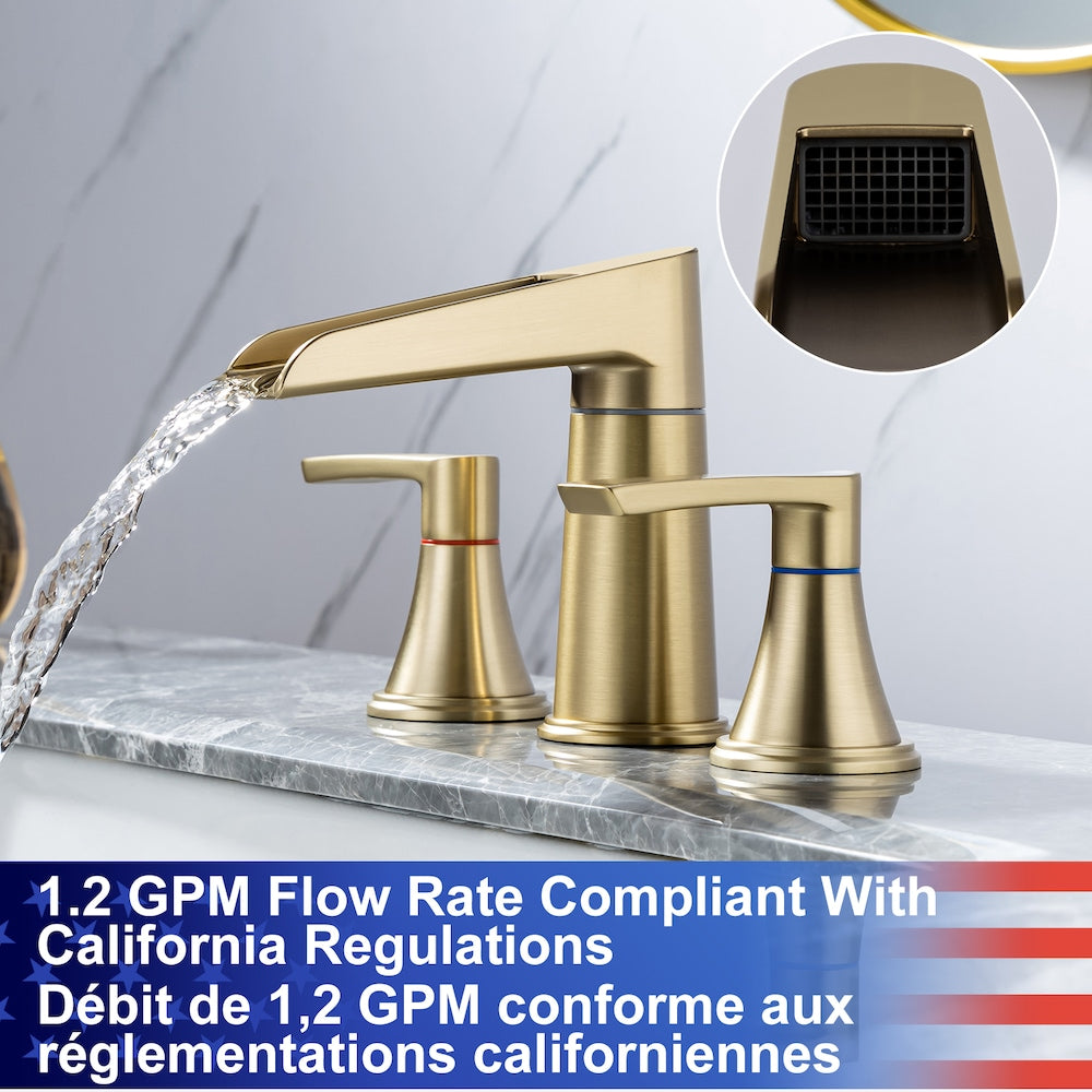 B5 Widespread Faucet 8-inch 2-Handle Bathroom Faucet with Drain Assembly in Brushed Gold