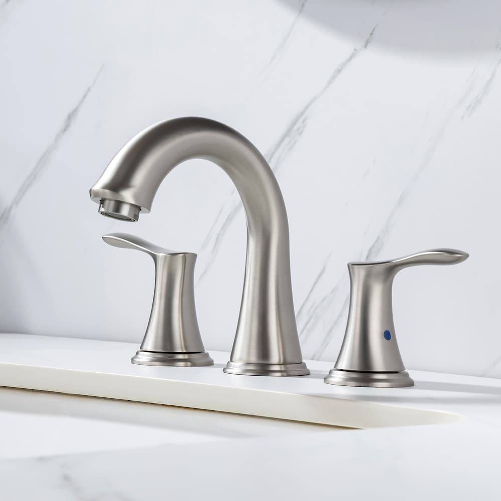 Robinet de salle de bain à 2 poignées de 8 pouces avec ensemble de vidange en nickel brossé B7