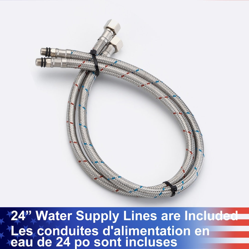 Robinet de salle de bain à 2 poignées de 8 pouces avec ensemble de vidange en nickel brossé B7