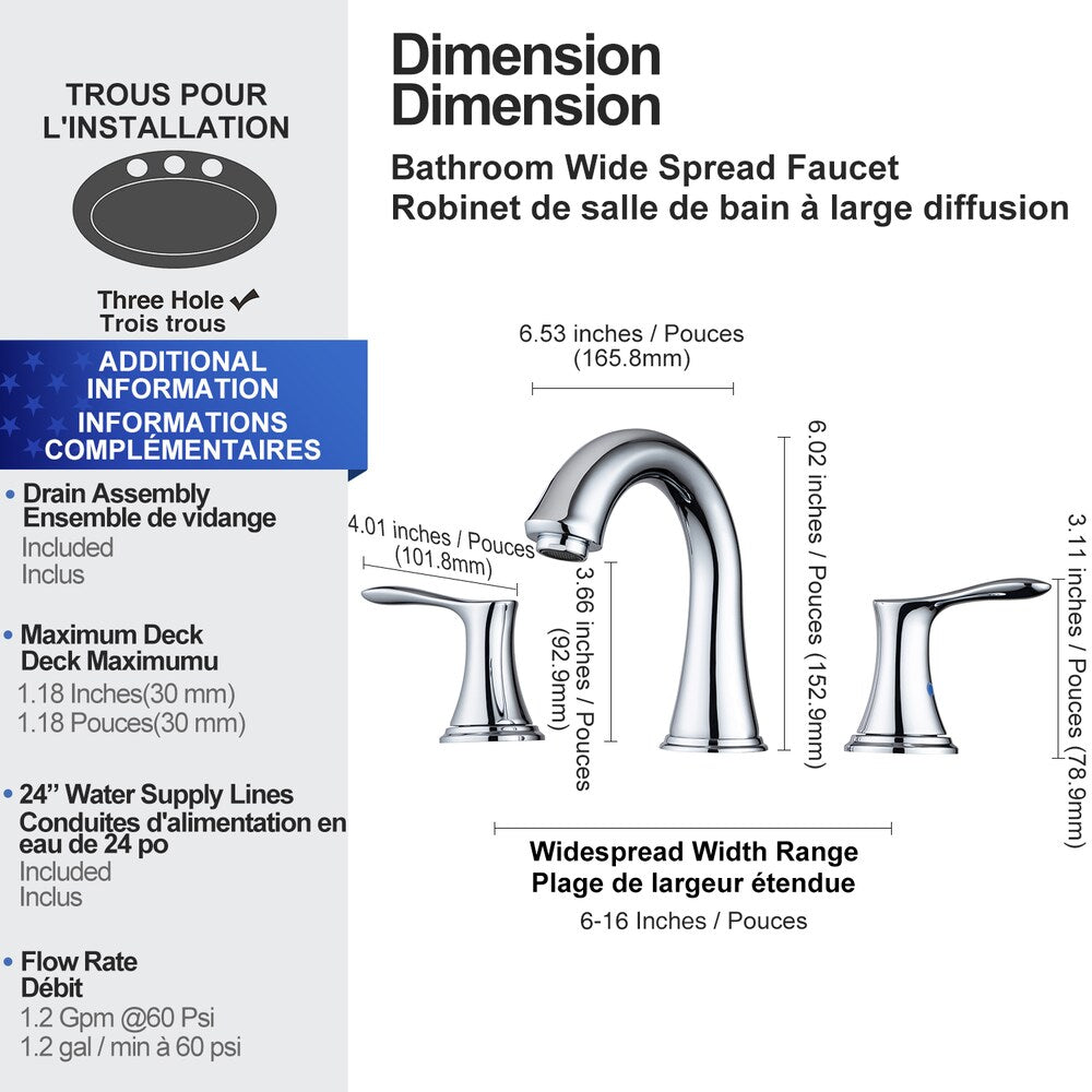 B7 Widespread Faucet 8-inch 2-Handle Bathroom Faucet with Drain Assembly in Chrome