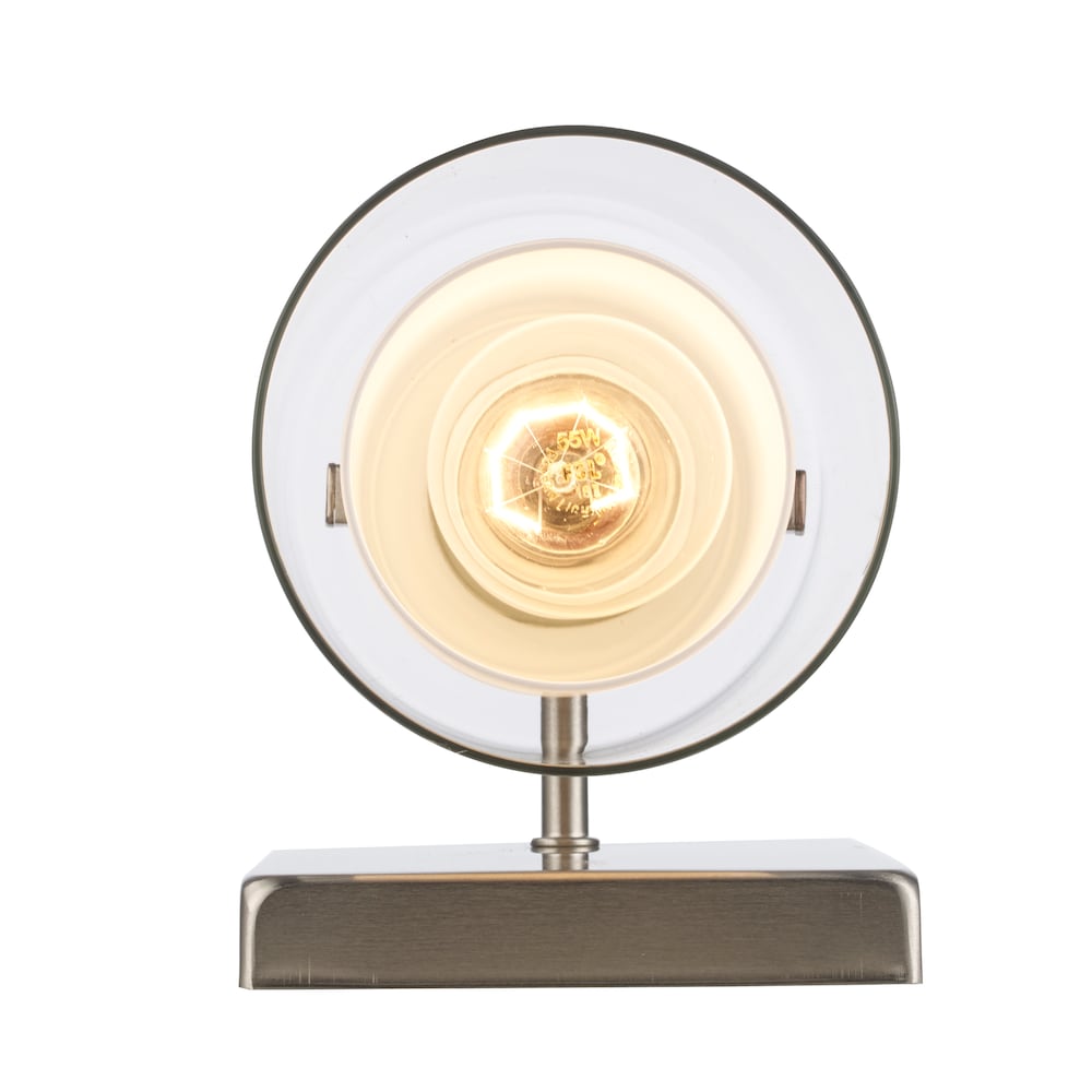 Applique murale d'intérieur Lisbon à 1 ampoule en nickel brossé avec double abat-jour en verre transparent et opale