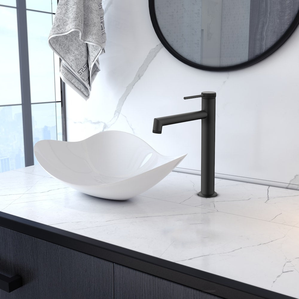 NOHO Single Hole Single Handle Vessel Bathroom Faucet in Matte black