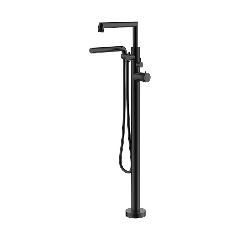 NOHO Freestanding Floor Mount Bathtub Filler with Handheld Shower in Matte black