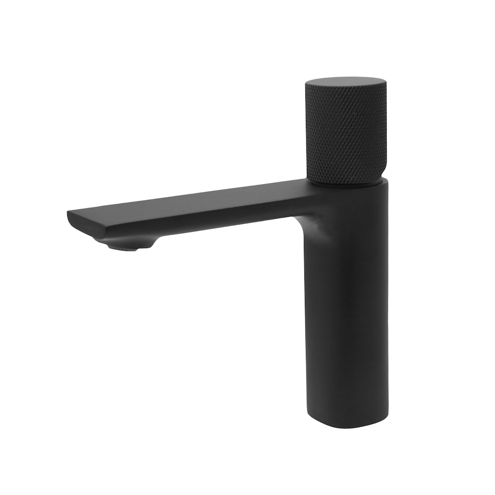 TIMELYSS Single Hole Single Handle Bathroom Faucet in Matte black with Knurl Handle