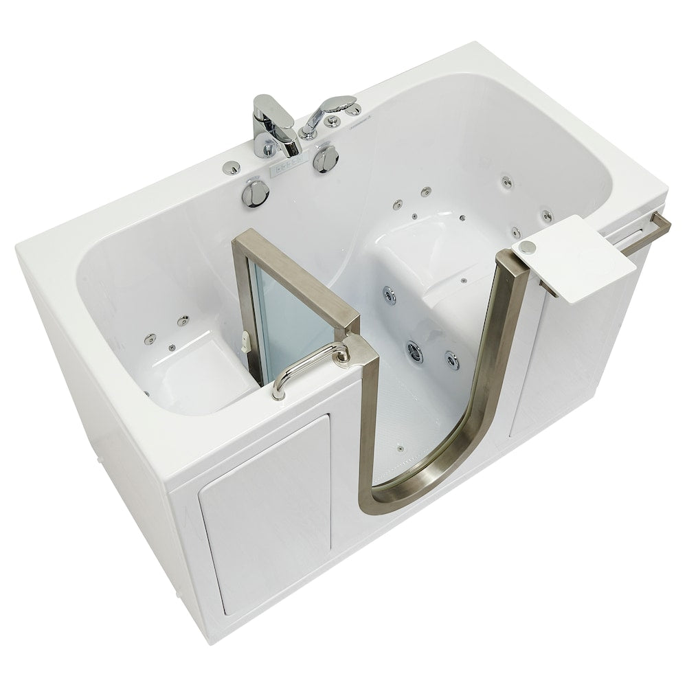 Baignoire à remous et à accès direct Companion de 5 pi avec drain central en blanc, massage des pieds, siège chauffant