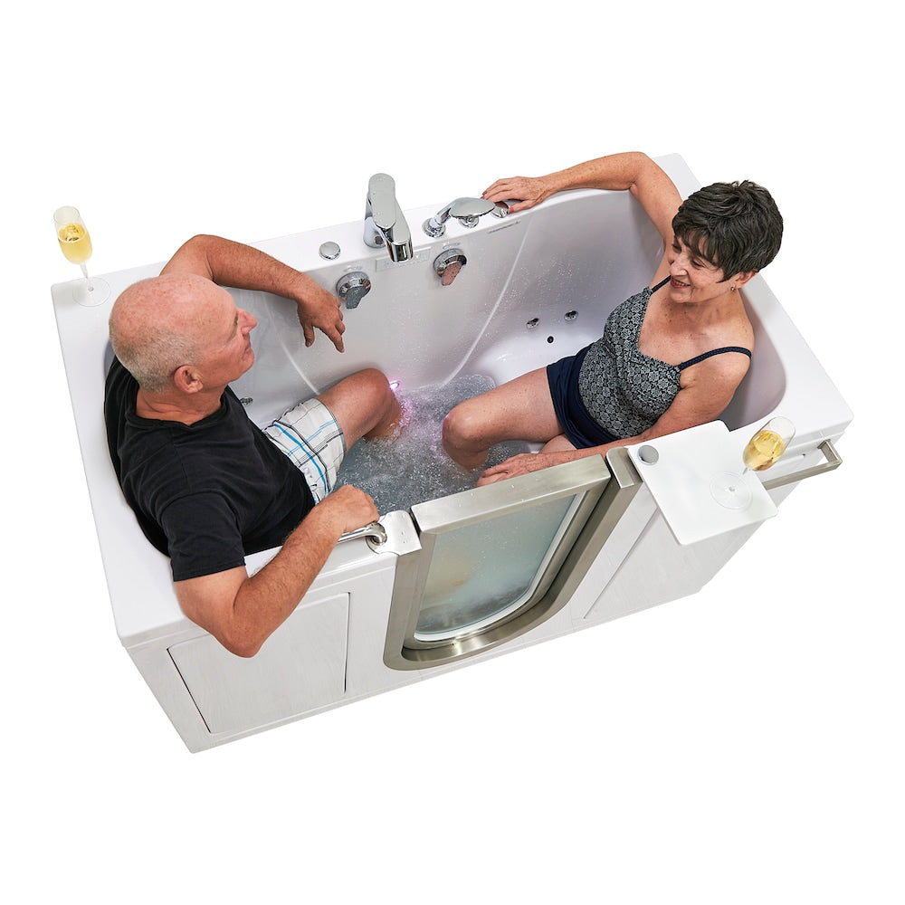 Baignoire à remous et à accès direct Companion de 5 pi avec drain central en blanc, massage des pieds, siège chauffant
