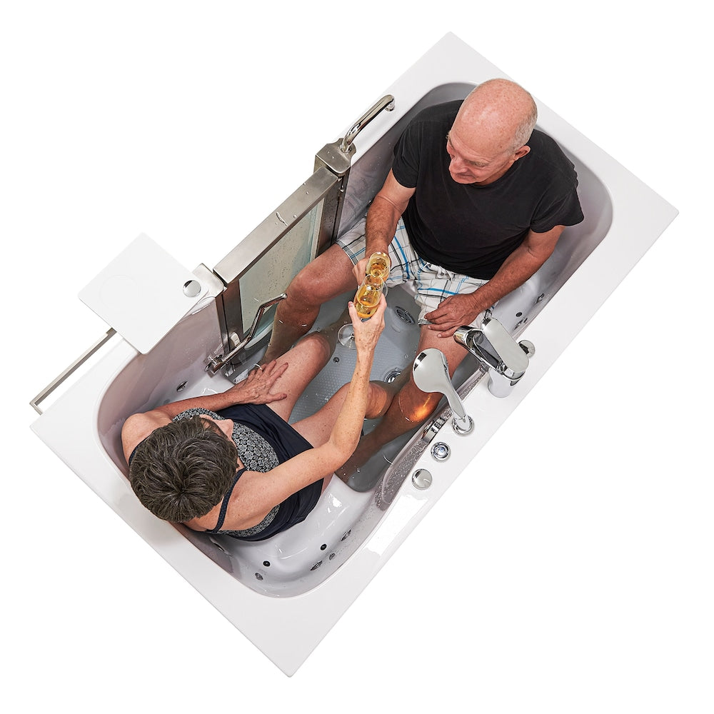 Baignoire à remous et à accès direct Companion de 5 pi avec drain central en blanc, massage des pieds, siège chauffant