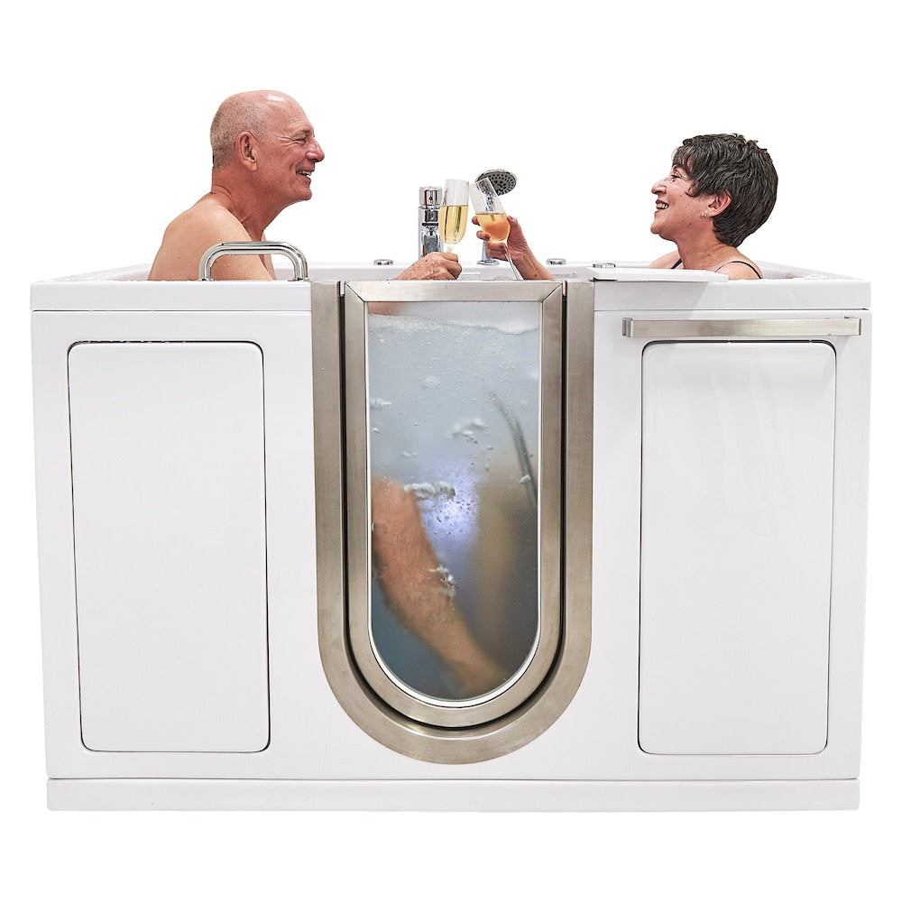 Baignoire à remous et à accès direct Companion de 5 pi avec drain central en blanc, massage des pieds, siège chauffant