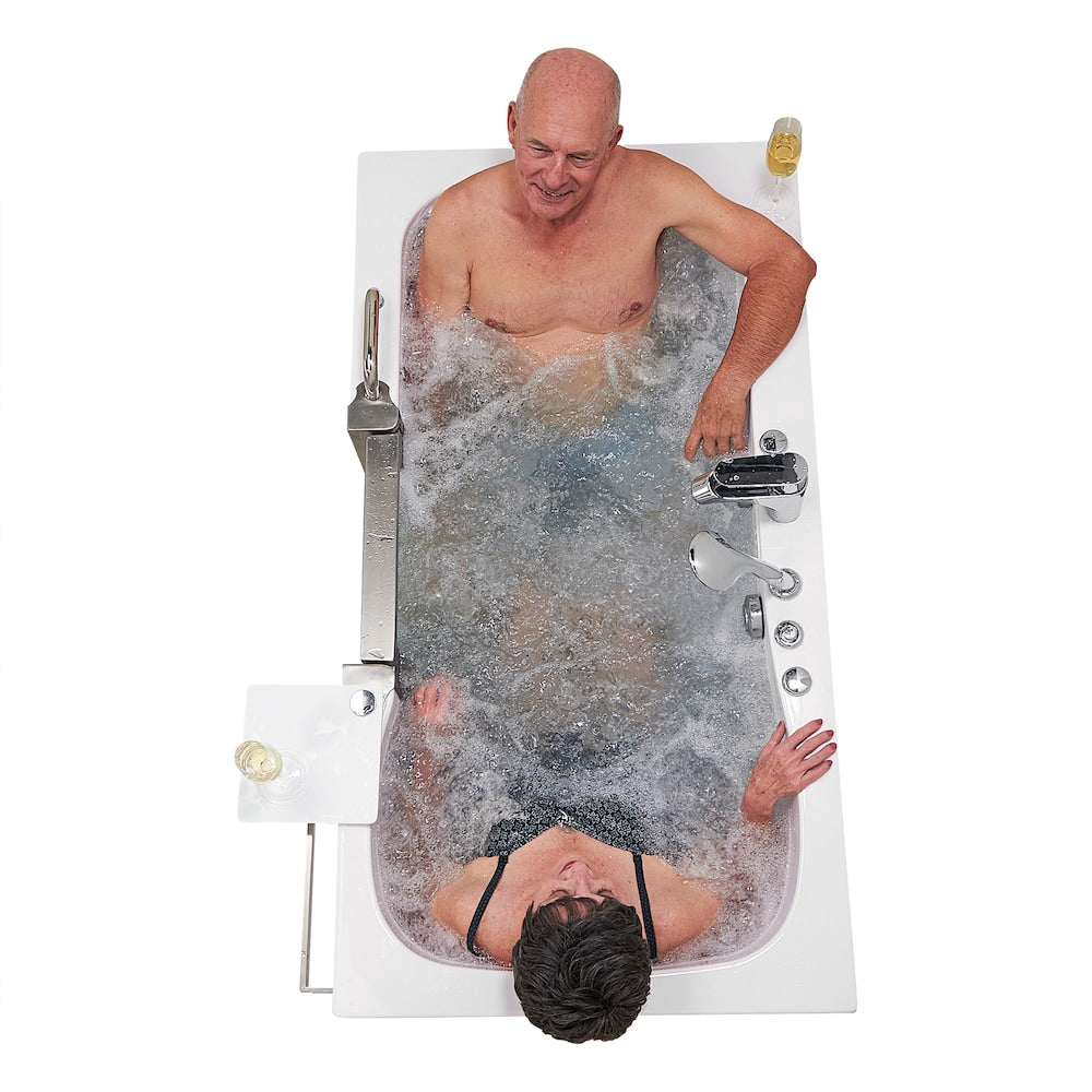 Baignoire à remous et à accès direct Companion de 5 pi avec drain central en blanc, massage des pieds, siège chauffant