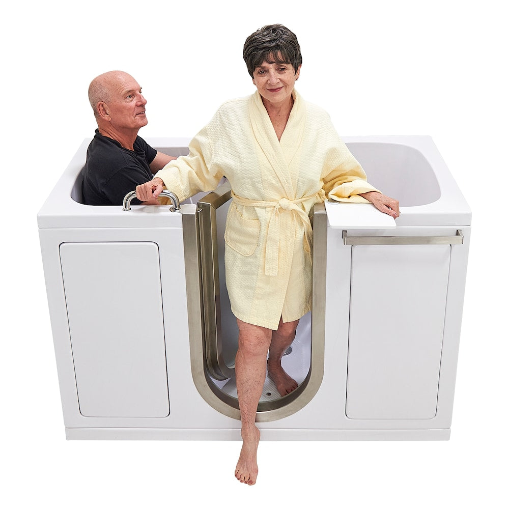 Baignoire à remous et à accès direct Companion de 5 pi avec drain central en blanc, massage des pieds, siège chauffant