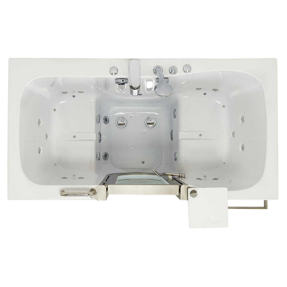 Baignoire à remous et à accès direct Companion de 5 pi avec drain central en blanc, massage des pieds, siège chauffant