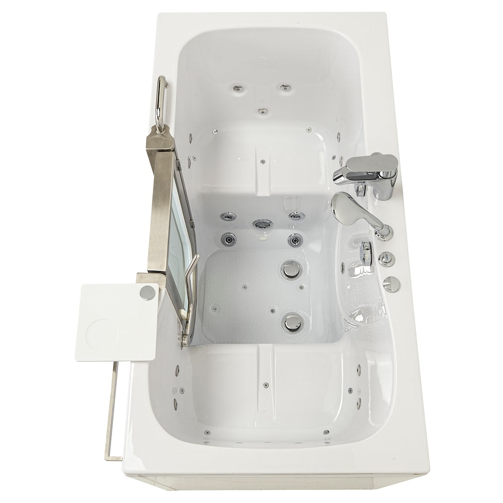 Baignoire à remous et à accès direct Companion de 5 pi avec drain central en blanc, massage des pieds, siège chauffant