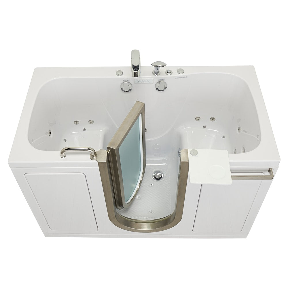 Baignoire à remous et à accès direct Companion de 5 pi avec drain central en blanc, massage des pieds, siège chauffant