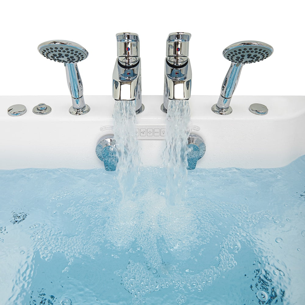 Baignoire à remous et à accès direct Escape de 6 pi avec drain central en blanc et massage des pieds indépendant