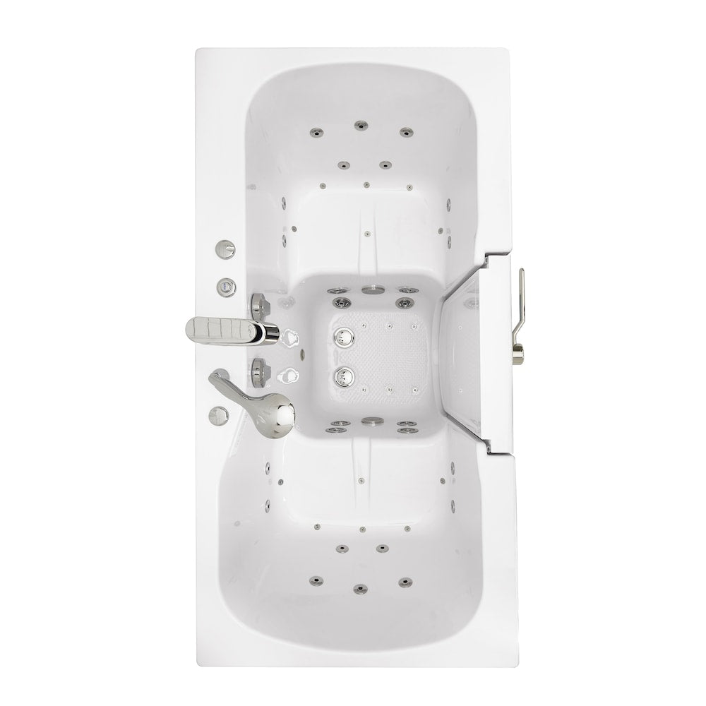 Baignoire à remous et à air Tub4Two de 5 pieds de largeur, blanche, avec massage des pieds, siège chauffant, porte à gauche