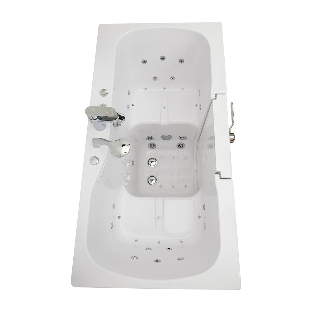 Baignoire à remous et à air Tub4Two de 5 pieds de largeur, blanche, avec massage des pieds, siège chauffant, porte à gauche