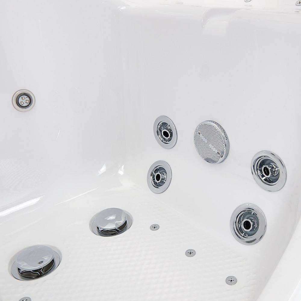 Baignoire à remous et à air Tub4Two de 5 pieds de largeur, blanche, avec massage des pieds, siège chauffant, porte à gauche
