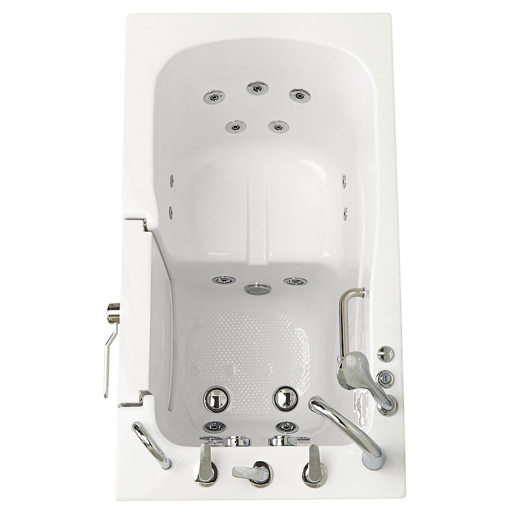 Baignoire balnéo à accès direct Capri de 4 pi 4 po à double drain à droite en blanc avec robinet à remplissage rapide
