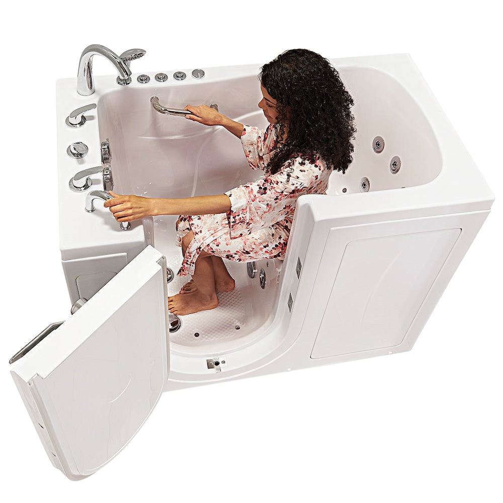 Baignoire à remous et à accès direct à l'air à double drain Monaco de 4 pi 4 po en blanc avec robinet à remplissage rapide