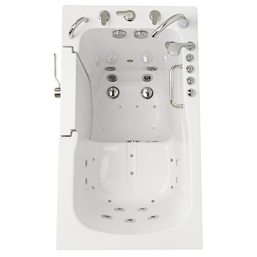 Monaco 4 ft. 4 in. Left Dual Drain Whirlpool and Air Walk-in Bathtub in White with Fast Fill Faucet