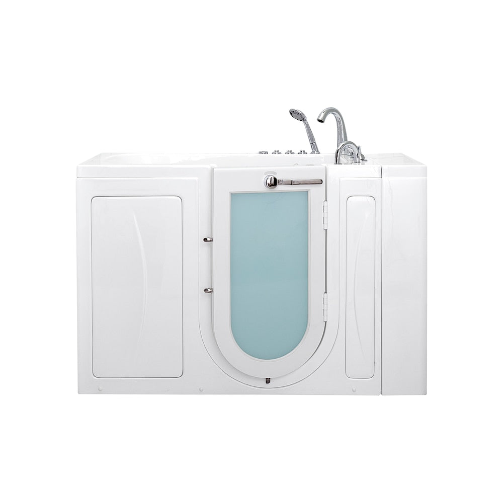 Baignoire à remous et à accès direct à l'air à double drain Monaco de 4 pi 4 po en blanc avec robinet à remplissage rapide