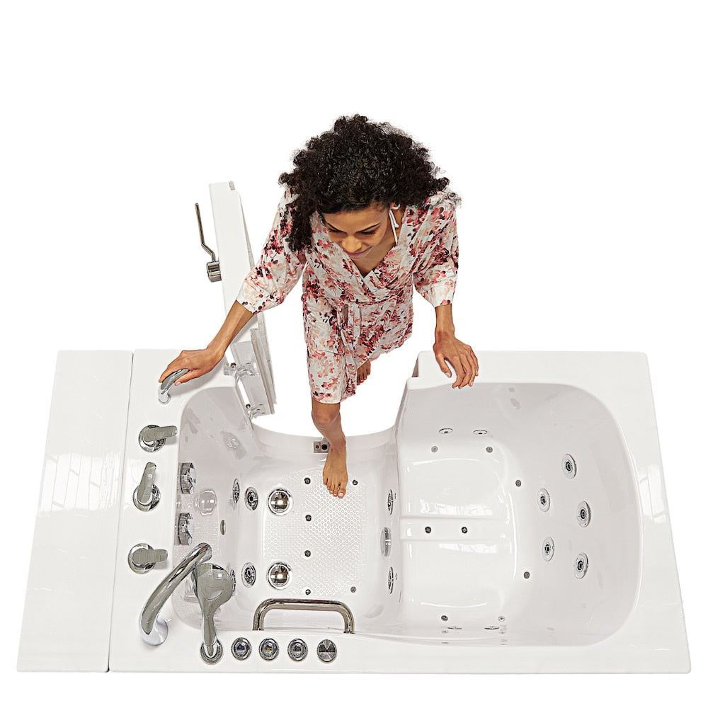 Baignoire à remous et à accès direct à l'air à double drain Monaco de 4 pi 4 po en blanc avec robinet à remplissage rapide